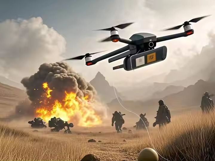 Surveillance drone with optical fiber kit